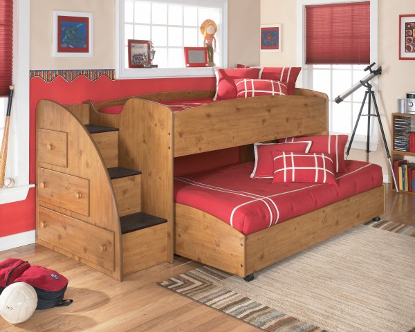 Двух ярусная кровать с комодом-лестницей Дизайн из Европы